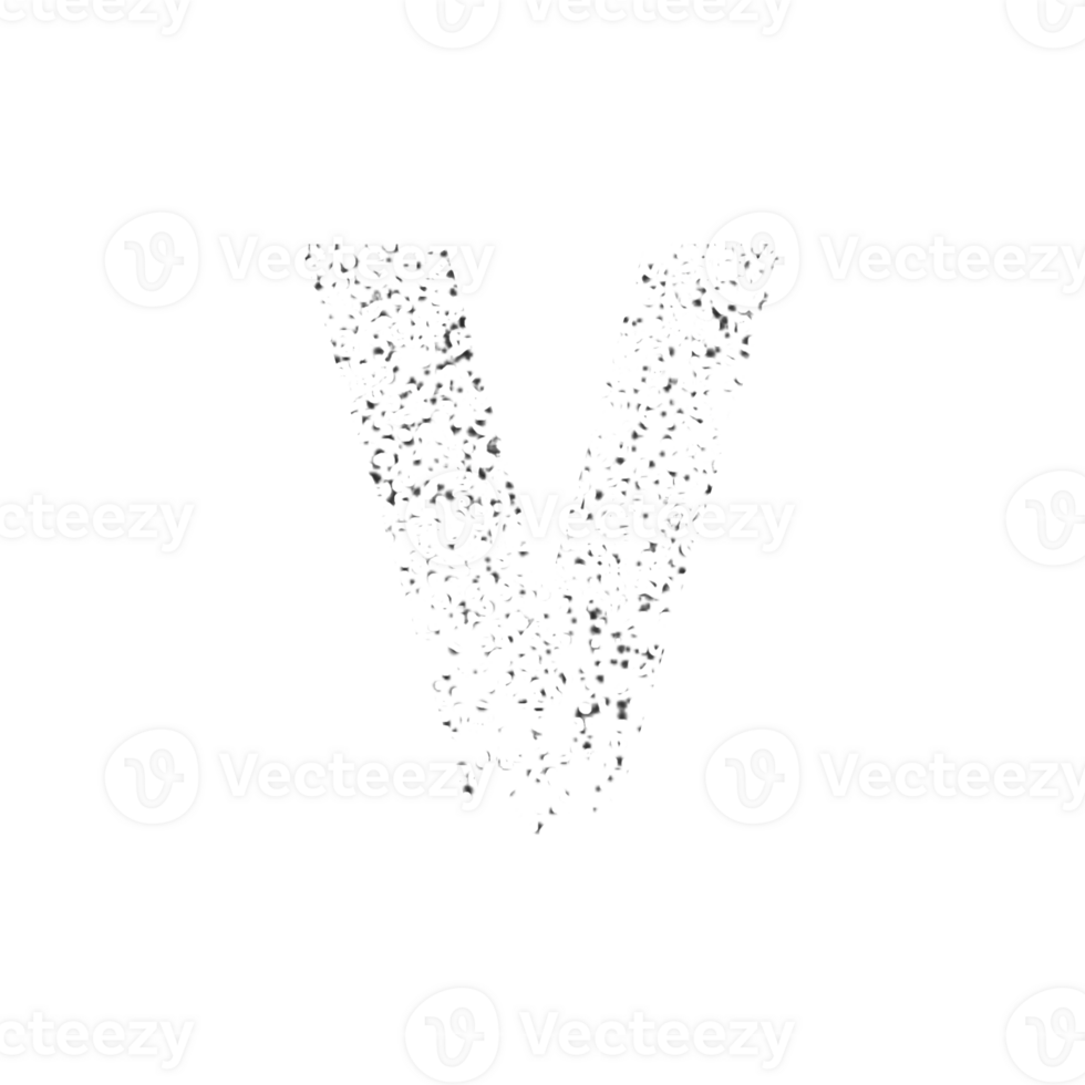 Textured black letter V formed by small shapes png