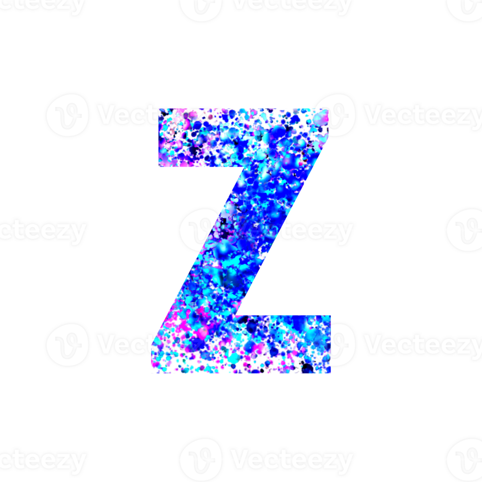 Vibrant paint splatter pattern fills the letter Z png