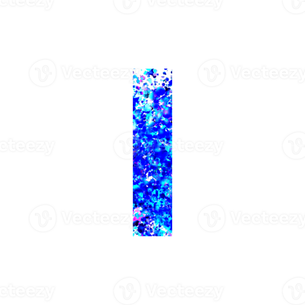 Letter I filled with shimmering blue and pink glitter png