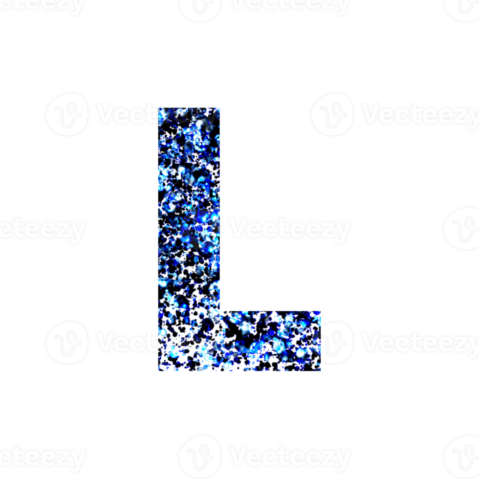Abstract blue and black patterned letter L png