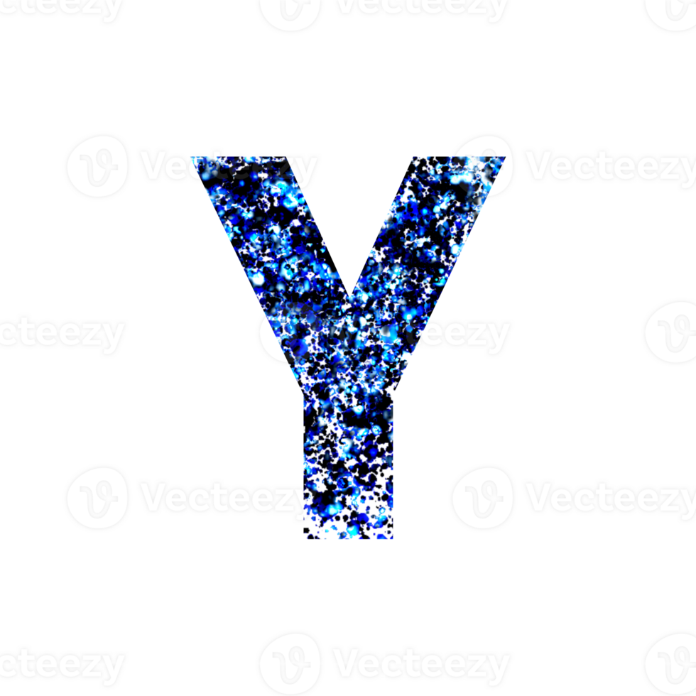 Letter Y with a vibrant blue and black abstract pattern png