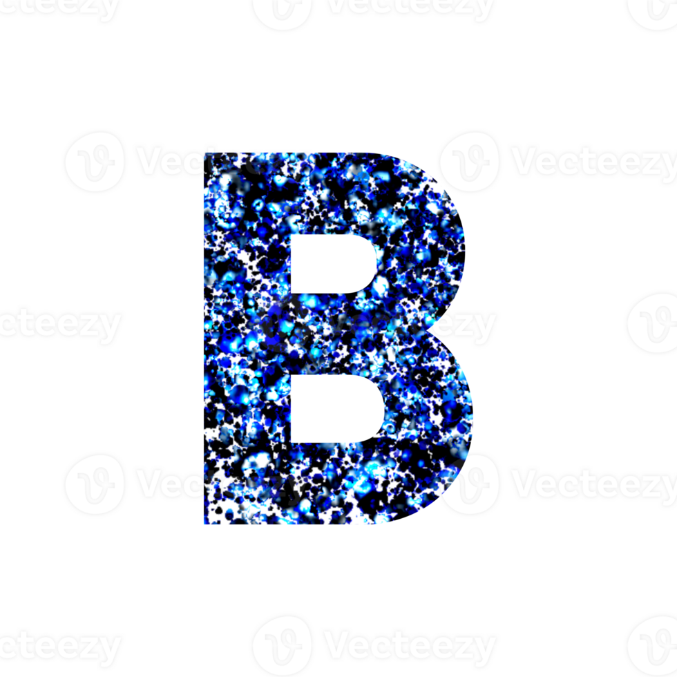 Capital letter B filled with a blue and black speckled pattern png