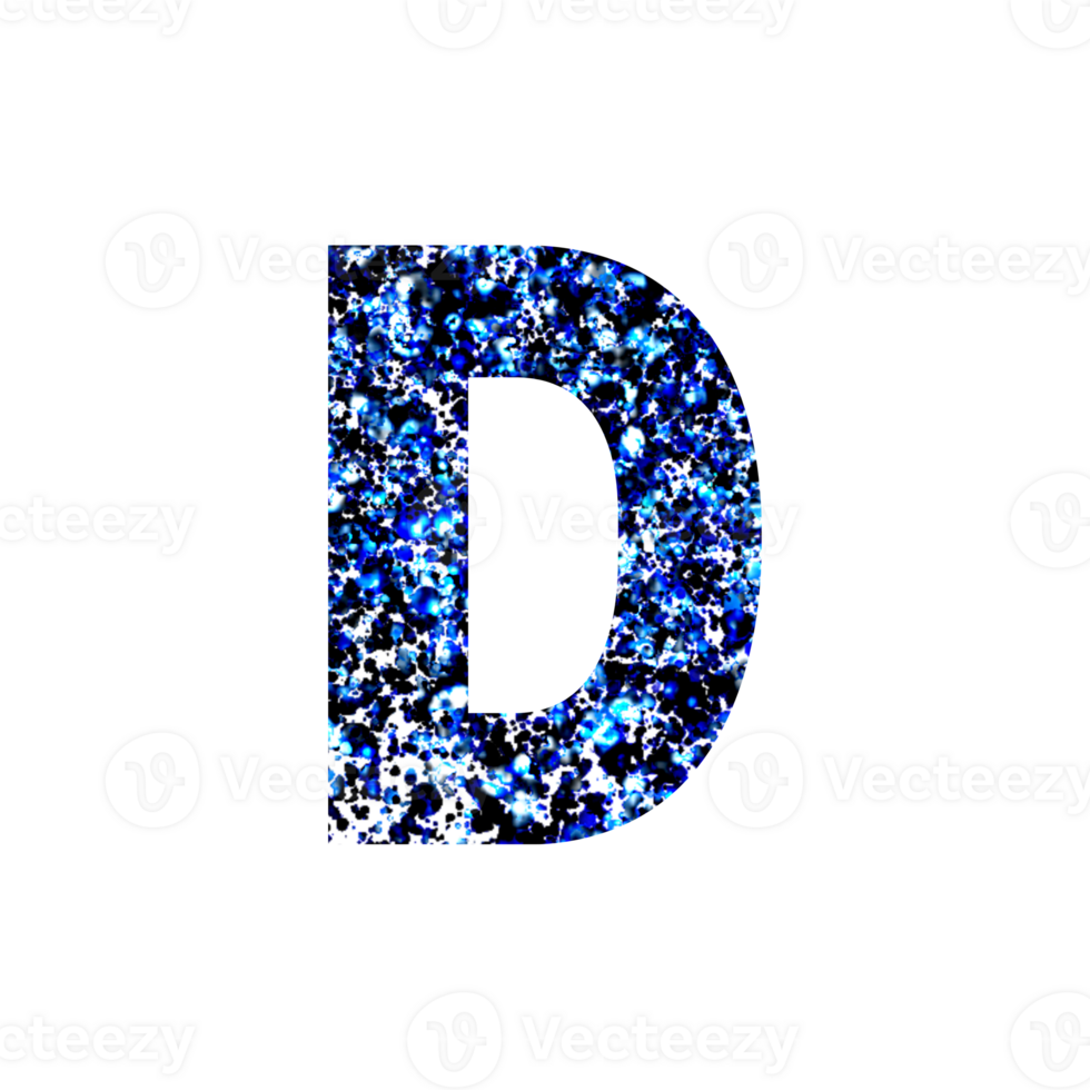 Uppercase letter D with blue and black speckled texture png