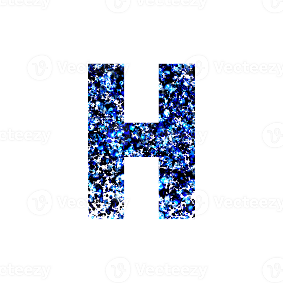 Sparkling blue and black letter H with abstract texture png