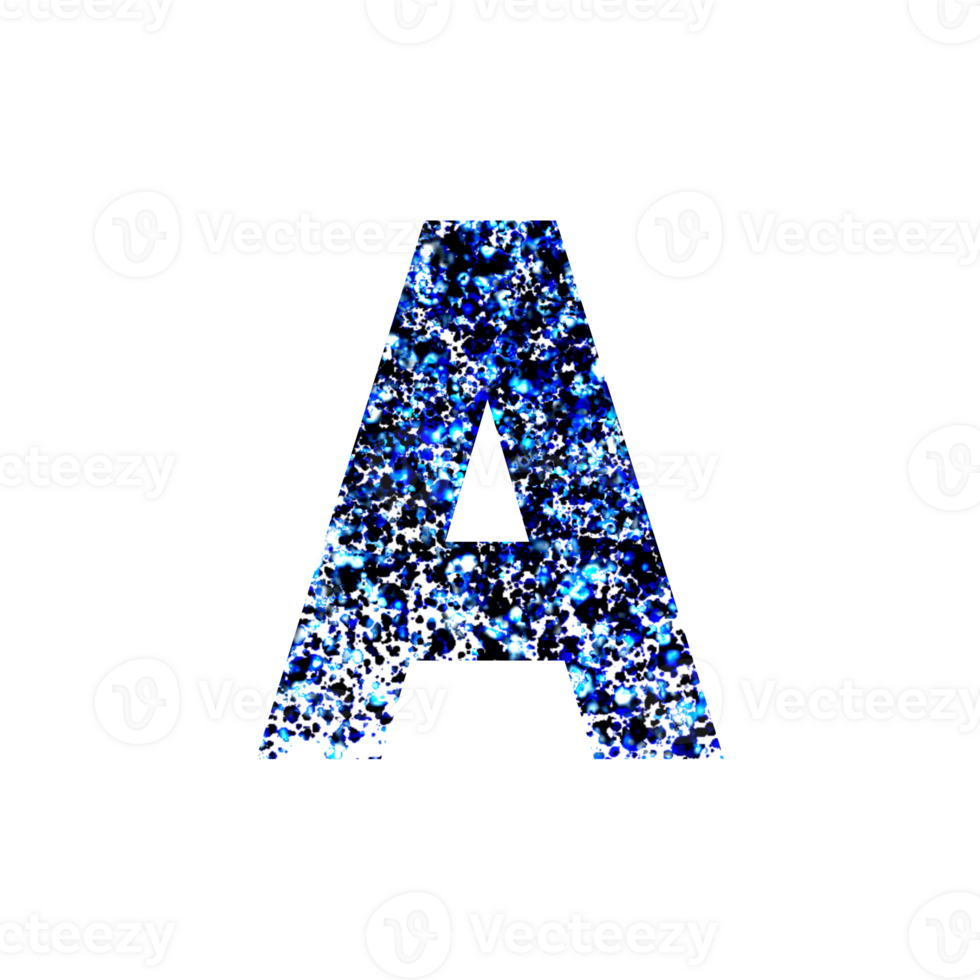 Textured uppercase letter A with blue and black pattern png
