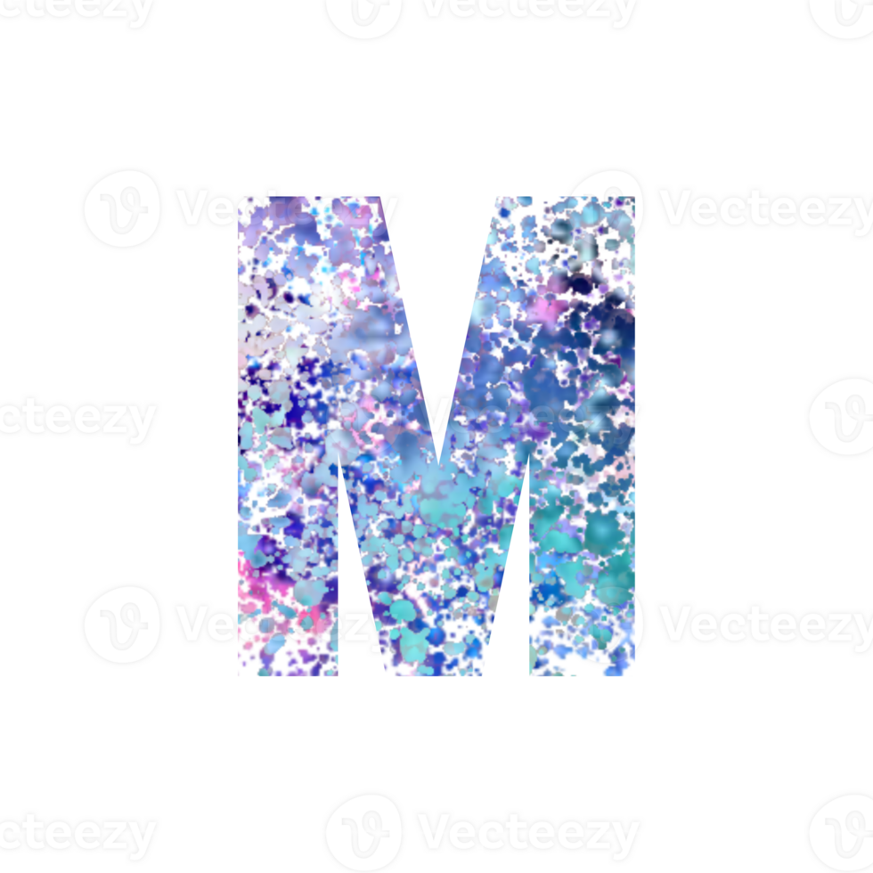 Capital letter M with abstract colorful dots pattern png