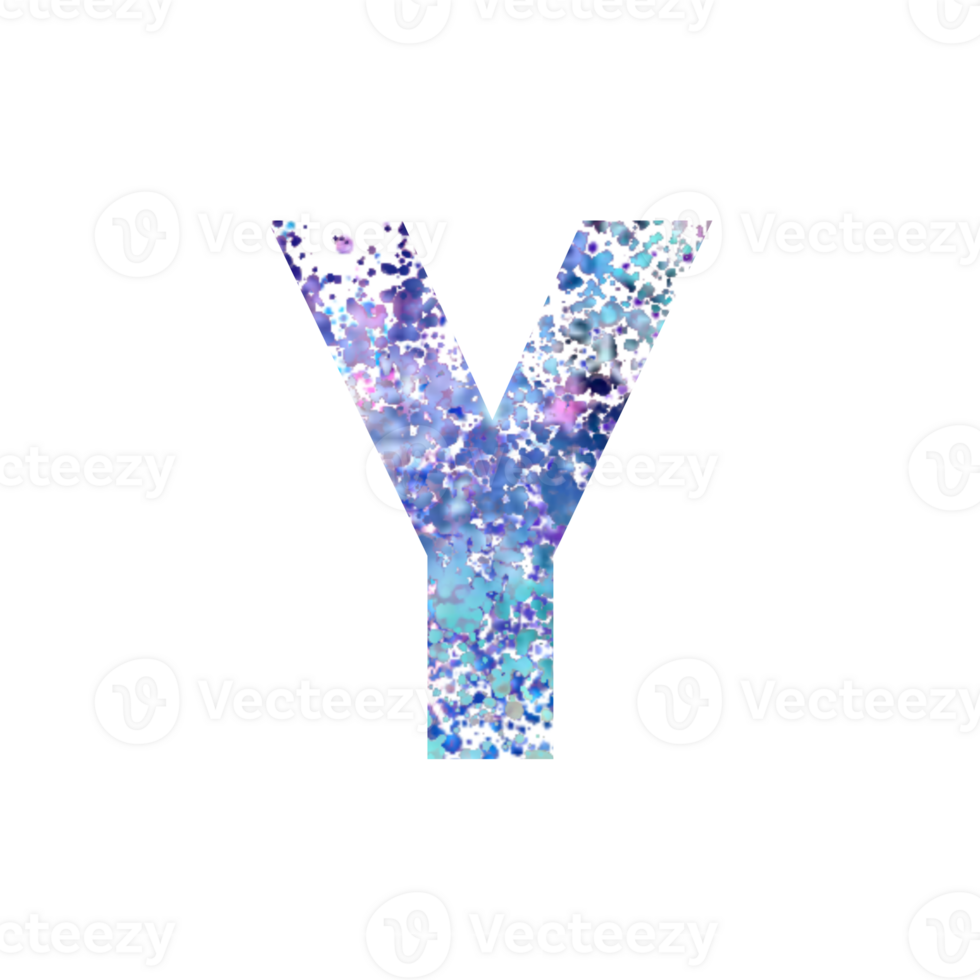 Letter Y filled with colorful abstract splatter texture png
