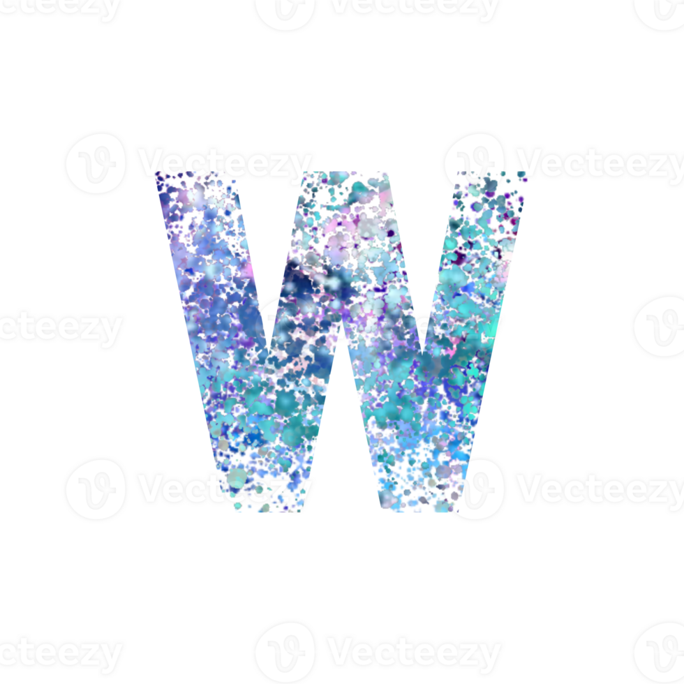 Letter W filled with vibrant abstract dots png