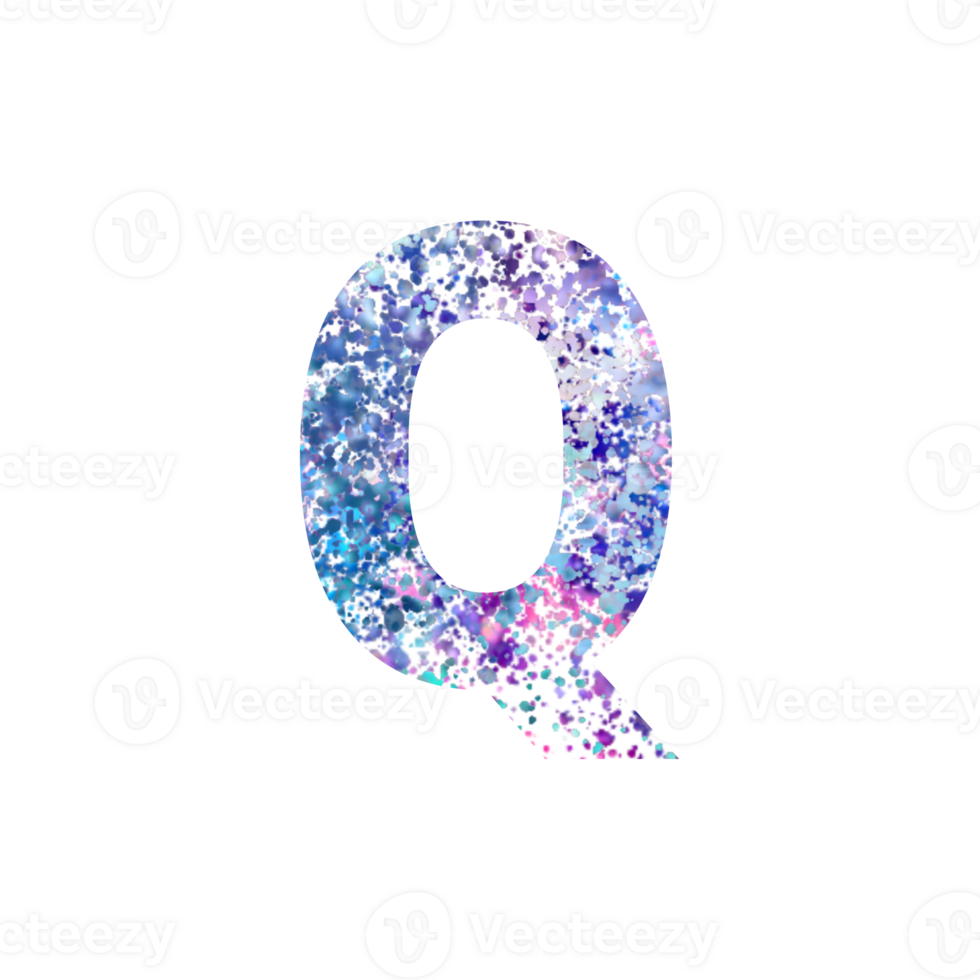 Capital letter Q with colorful confetti pattern png