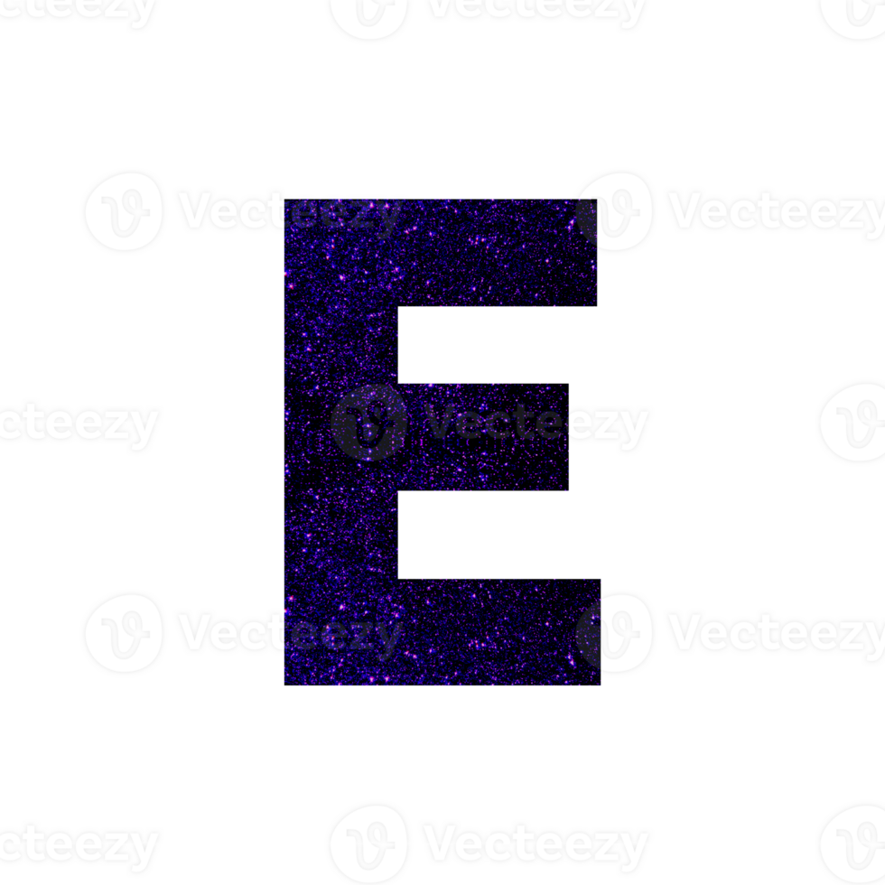Capital letter E with sparkling purple texture png