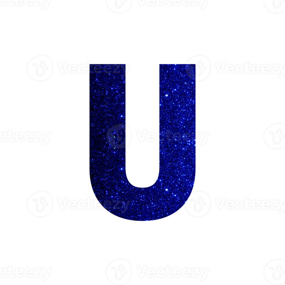 Blue glitter capital letter U png