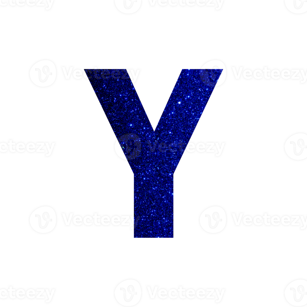 Uppercase letter Y filled with sparkling blue glitter png