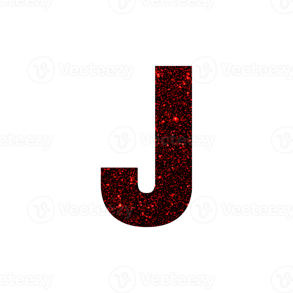 The letter J is filled with a shimmering red glitter texture png