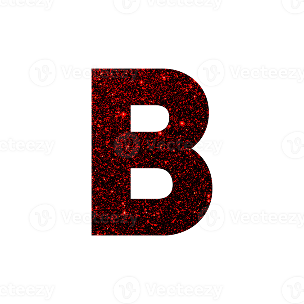 Sparkling red glitter uppercase letter B png