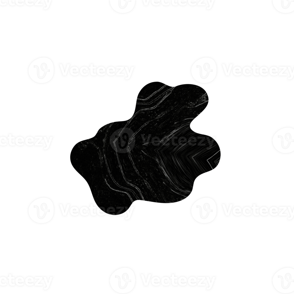 Abstract fluid black shape with white marble texture png