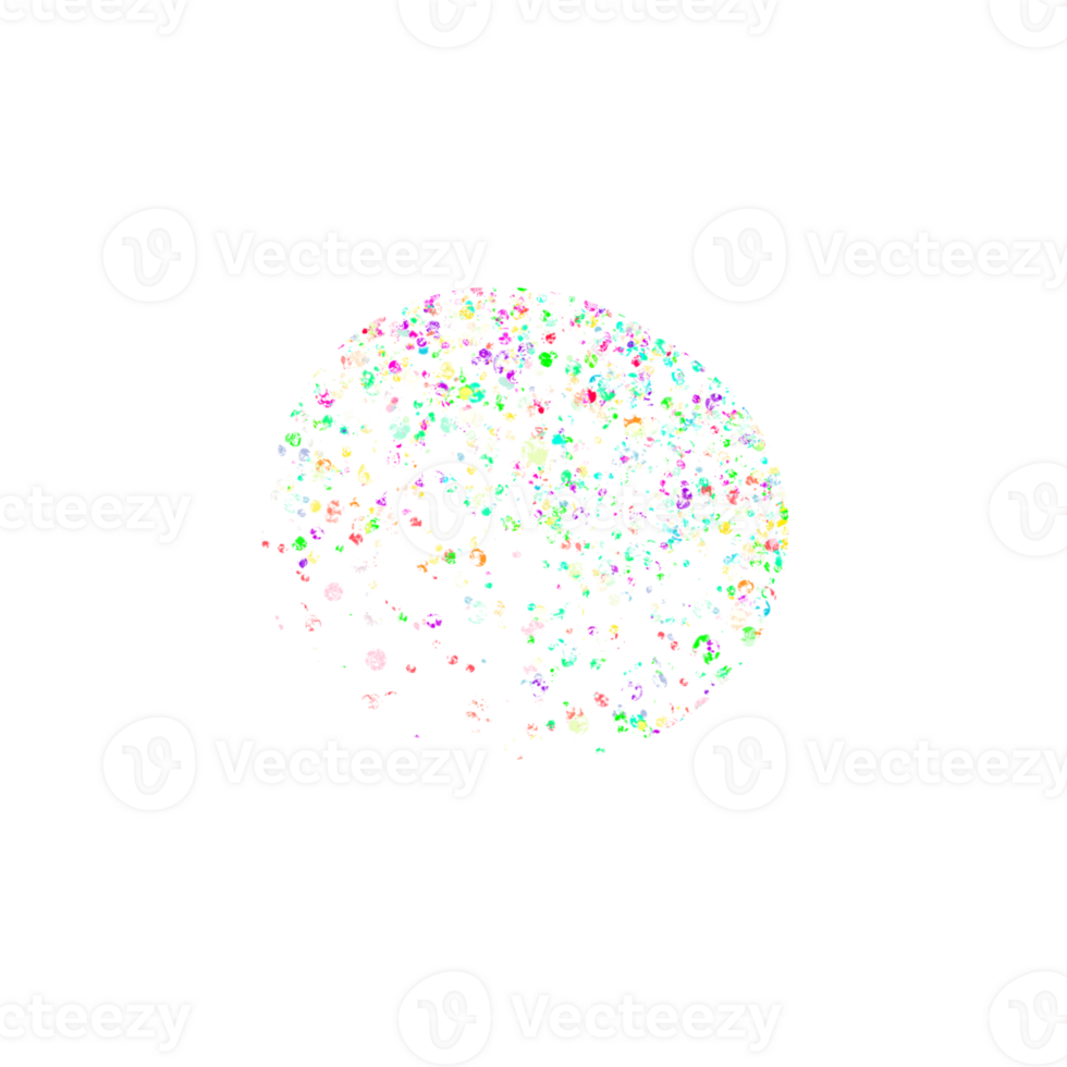 Colorful abstract paint splatters and dots forming a circle png