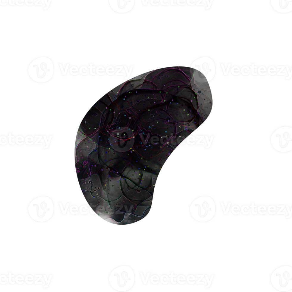 Abstract dark irregular shape with colorful pattern and small dots png
