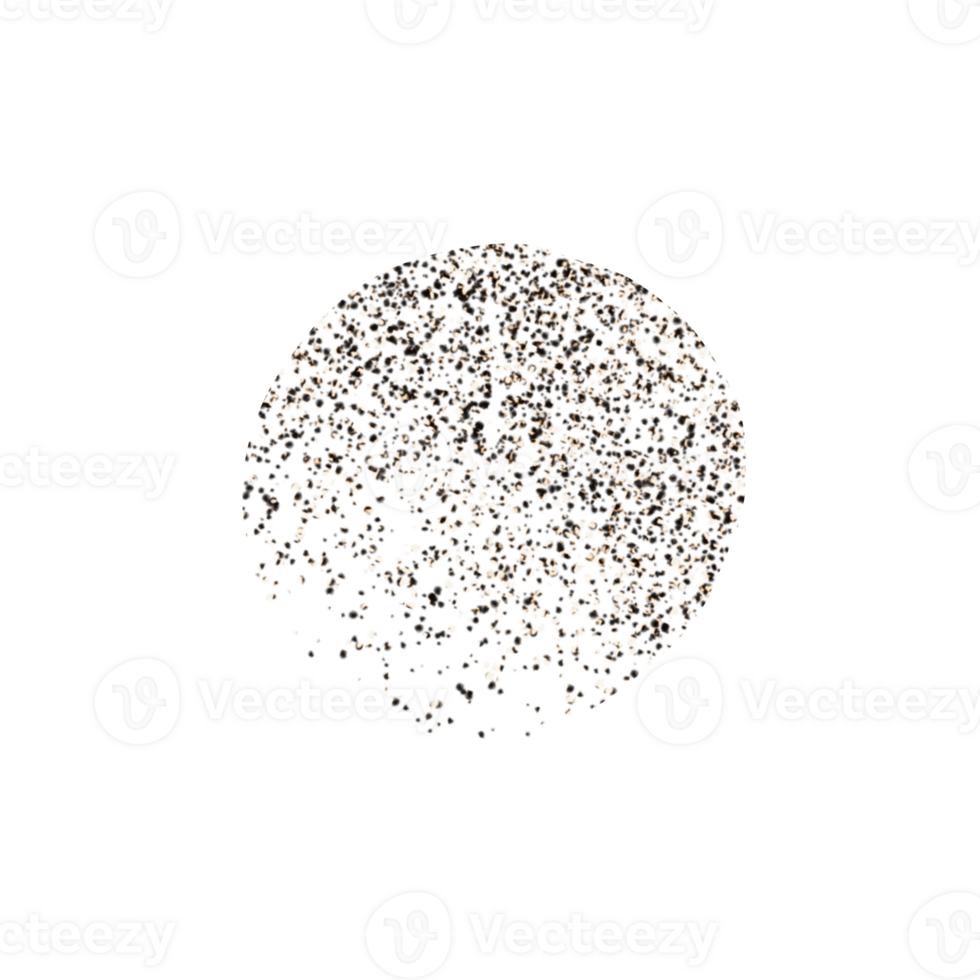 Abstract circle shape filled with black speckle texture png