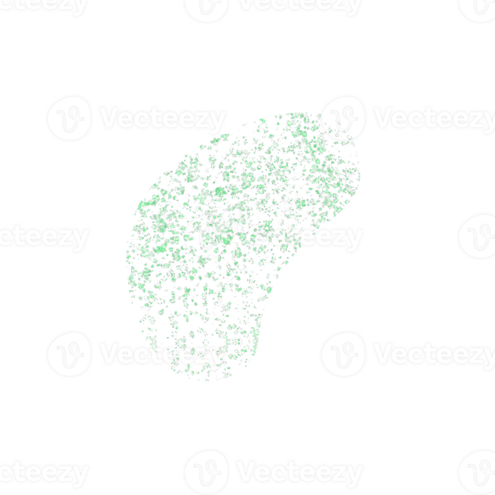 Abstract irregular shape filled with green textured particles png