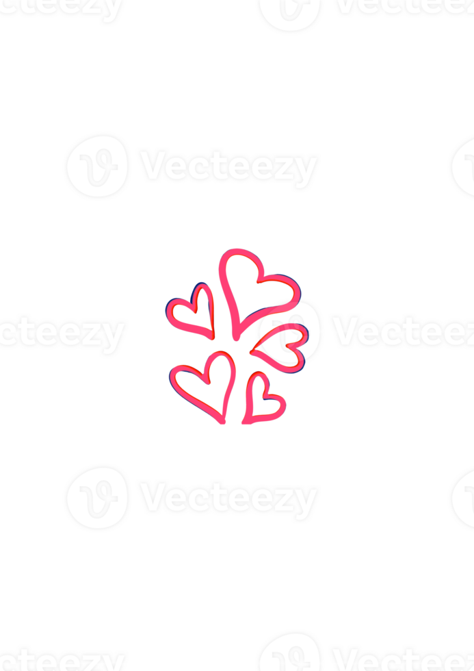 Artistic cluster of hand drawn pink hearts png