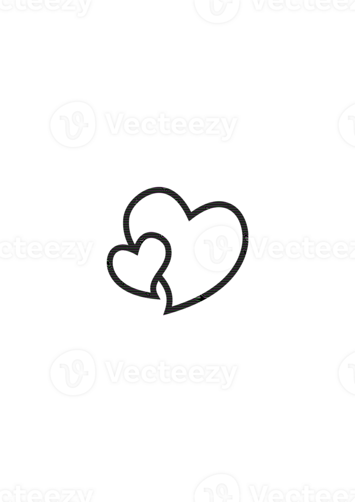 Simple outline graphic of two connected hearts png