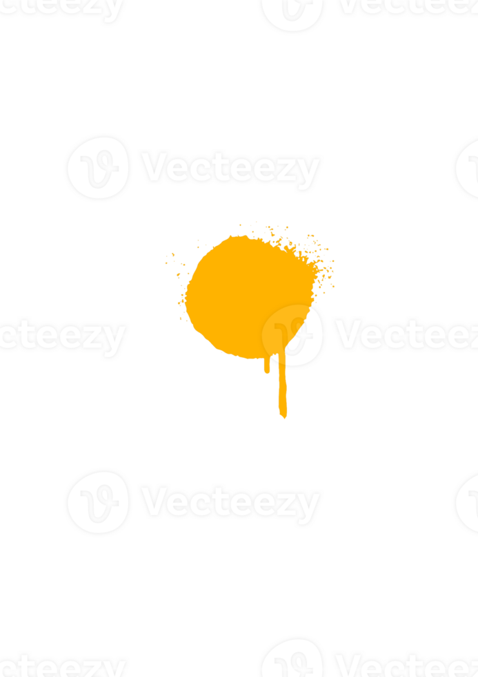 Orange paint splatter with drips effect png