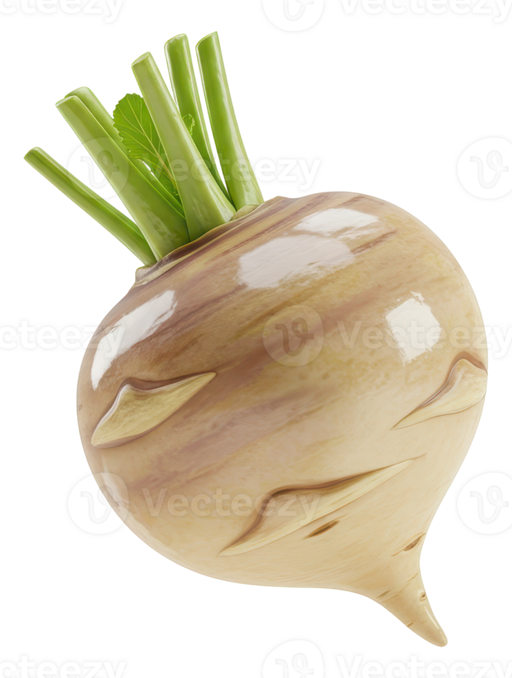 Freshly harvested turnip with green leaves, a healthy and nutritious root vegetable png