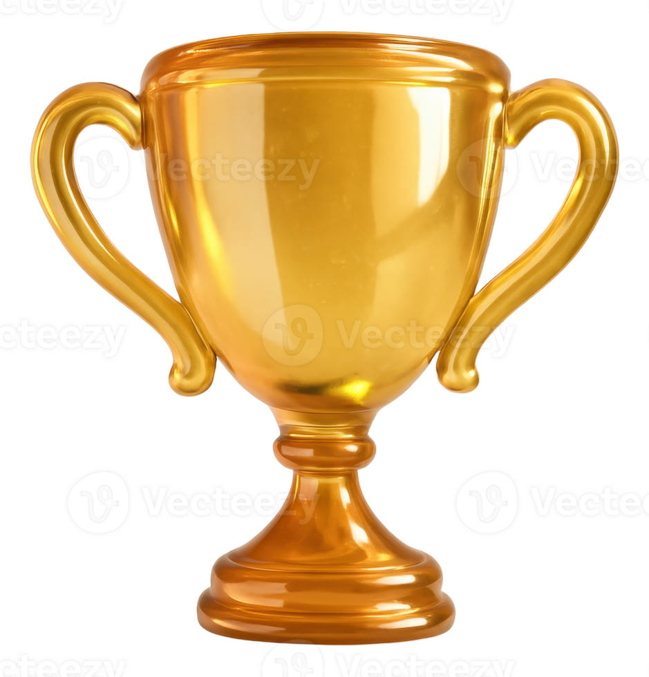 Glossy golden victory cup for sports and business awards and recognition png