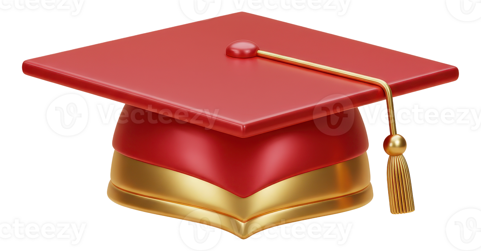 Vibrant red and gold graduation cap with tassel celebrating academic achievement png
