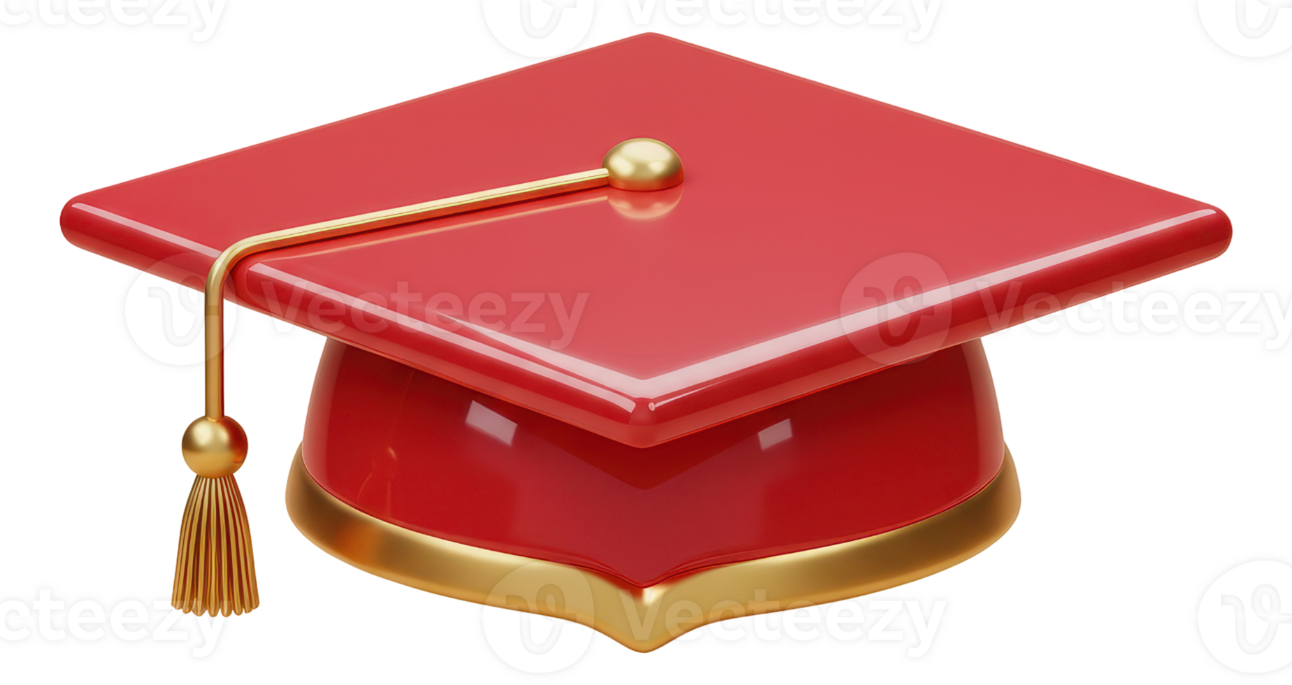 Vibrant red graduation cap with golden tassel symbolizing academic achievement and success png