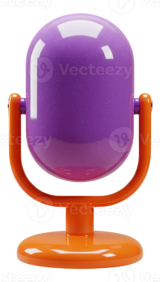 Vibrant purple and orange retro style microphone for audio recording and broadcasting png