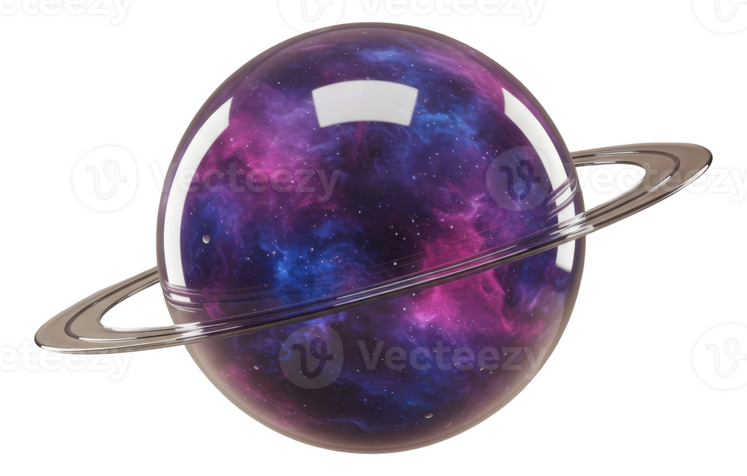 Vibrant galaxy planet with rings in deep space cosmos exploration concept png