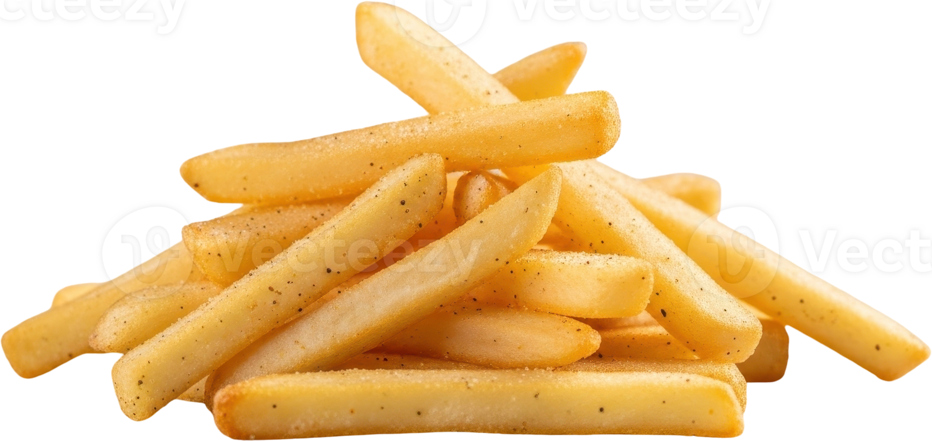 Pile of crispy golden brown french fries, a popular fast food snack or side dish png
