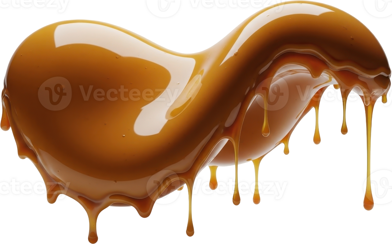 Dynamic molten caramel stream with glistening drips, perfect for sweet dessert concepts png