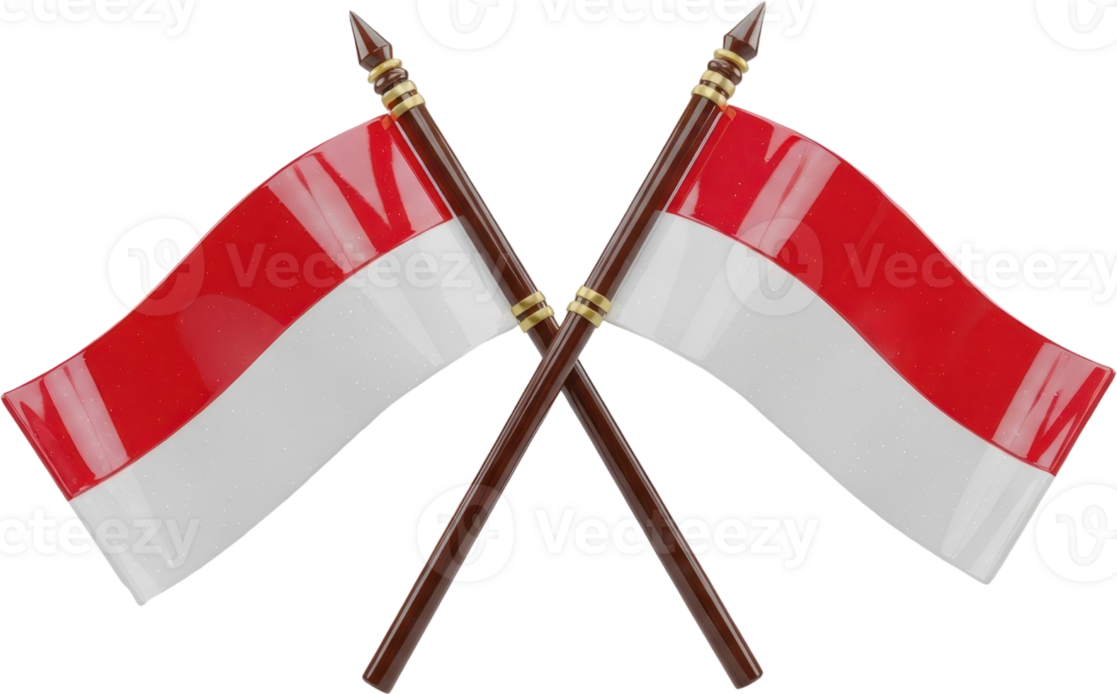 Crossed indonesian flags in glossy red and white, symbolizing national pride png