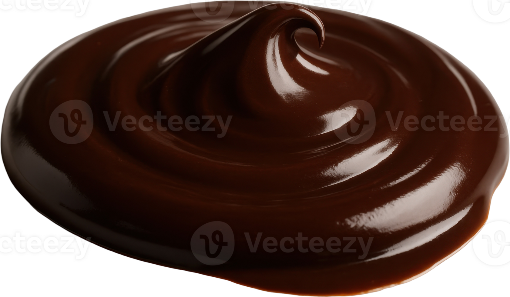 Glossy dark chocolate ganache dollop with a perfect swirl for decadent desserts png