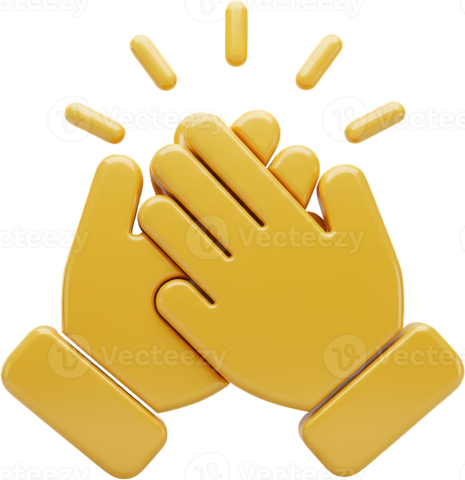 Vibrant 3D clapping hands icon symbolizing applause, success, and celebration png