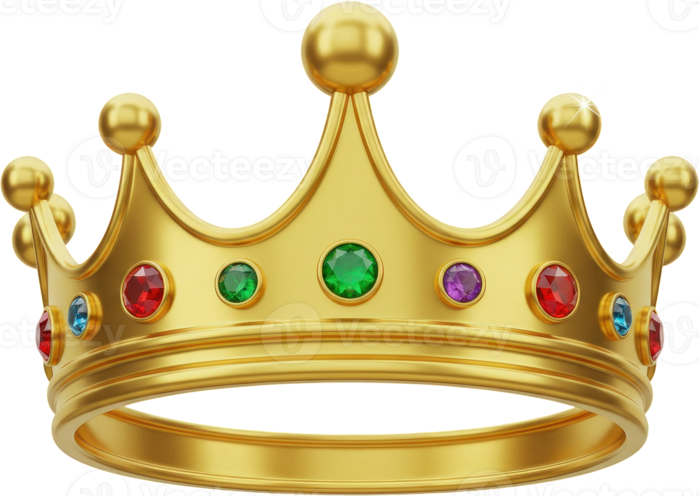 Luxurious golden crown adorned with bright colorful gems for royalty and success png