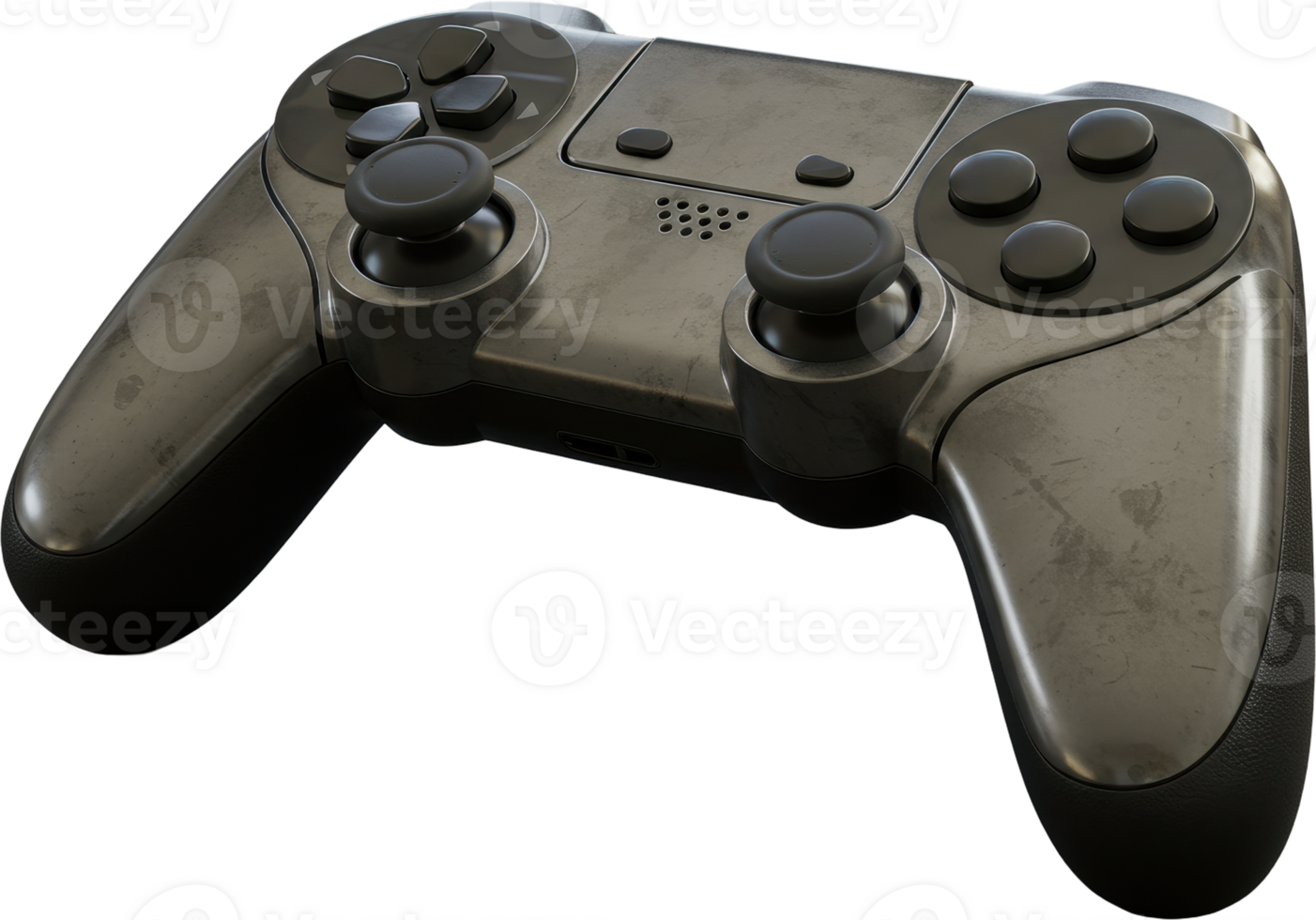 High tech metallic game controller with glossy buttons for digital entertainment png