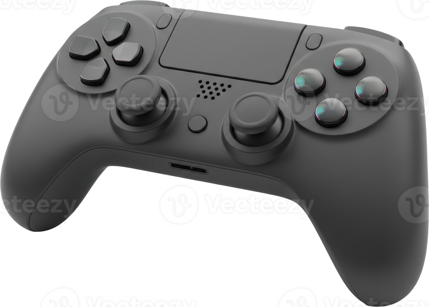 Sleek dark grey wireless game controller with glossy buttons for modern gaming png