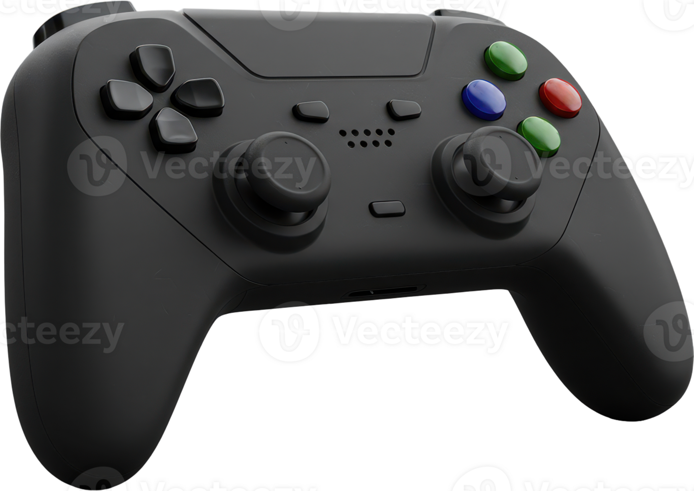 Black game controller with colorful buttons and dual joysticks for immersive gaming png