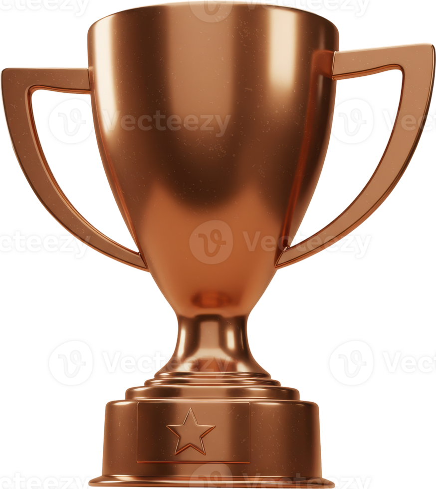 Sleek bronze trophy cup with star emblem, symbolizing achievement and success png