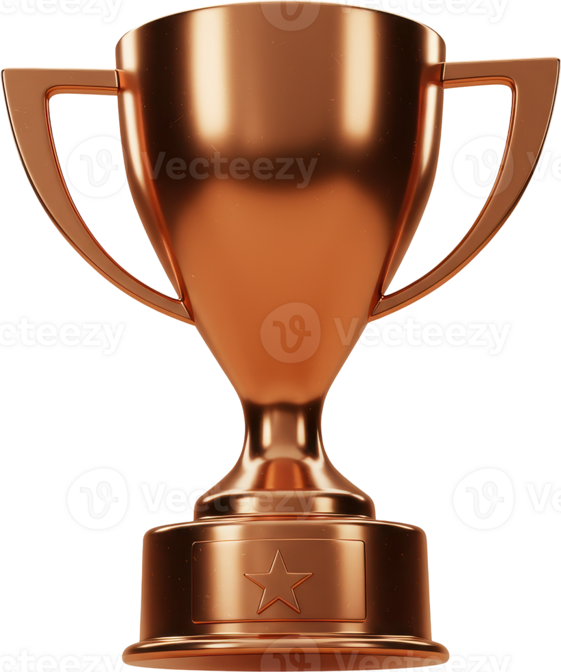 Sleek bronze trophy cup with star emblem, symbol of victory and achievement png