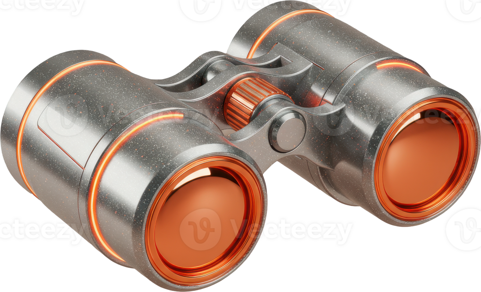 Futuristic binoculars with glowing orange accents and sparkling texture png