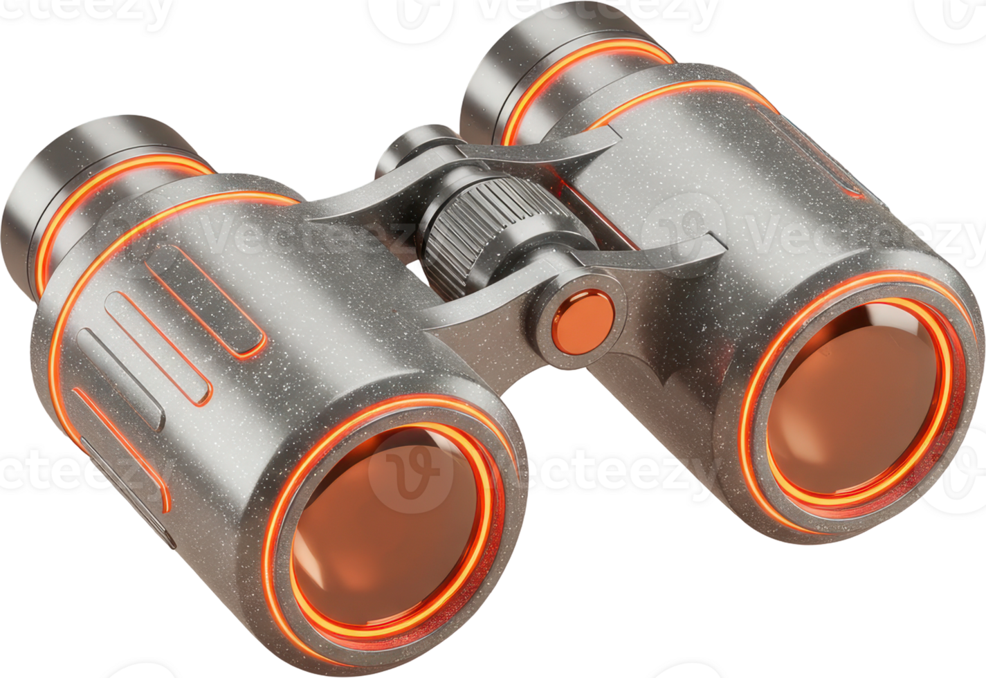 Futuristic binoculars with glowing orange accents and sparkling metallic finish png