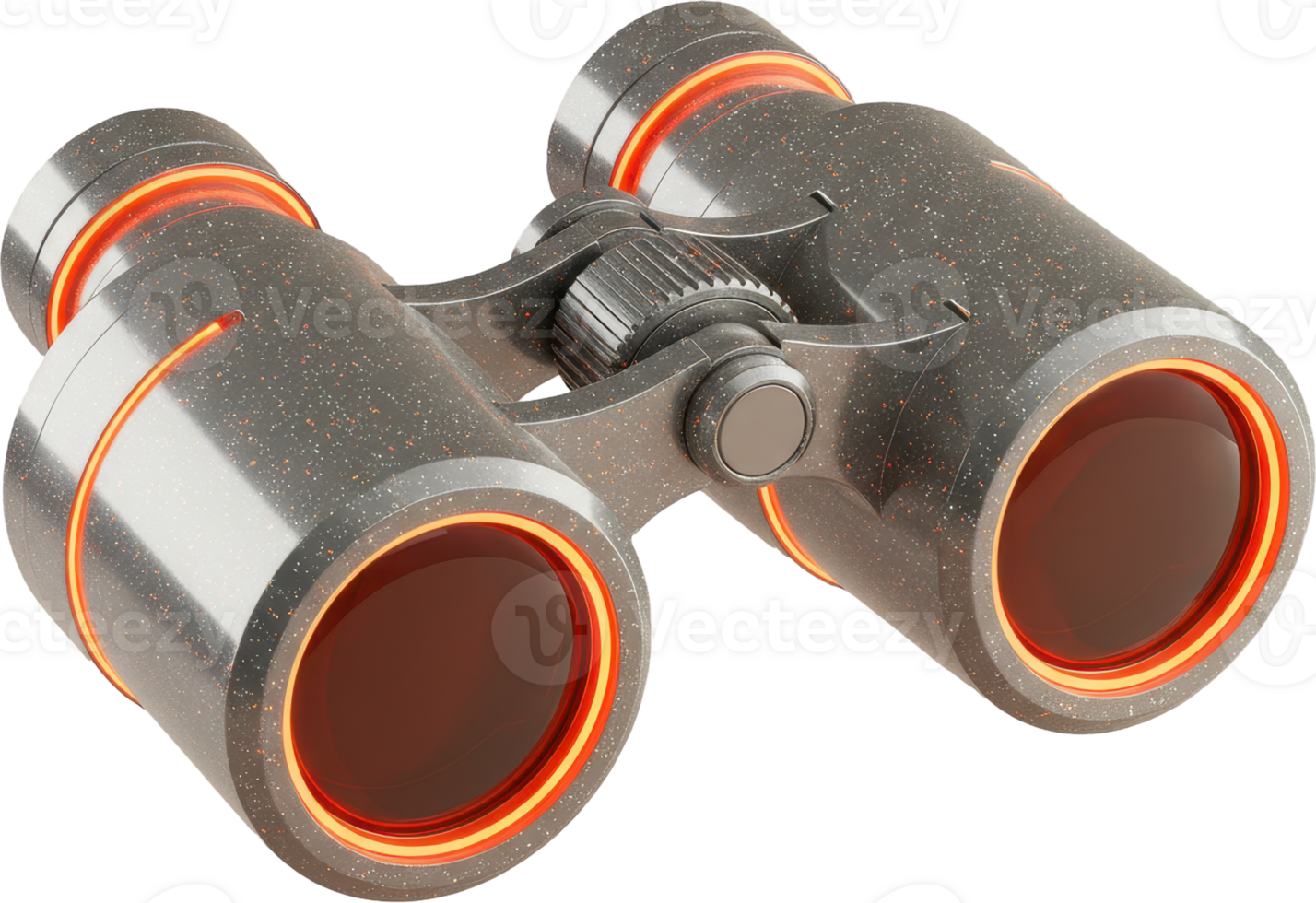 Futuristic high tech binoculars with glowing orange accents and sparkling texture png