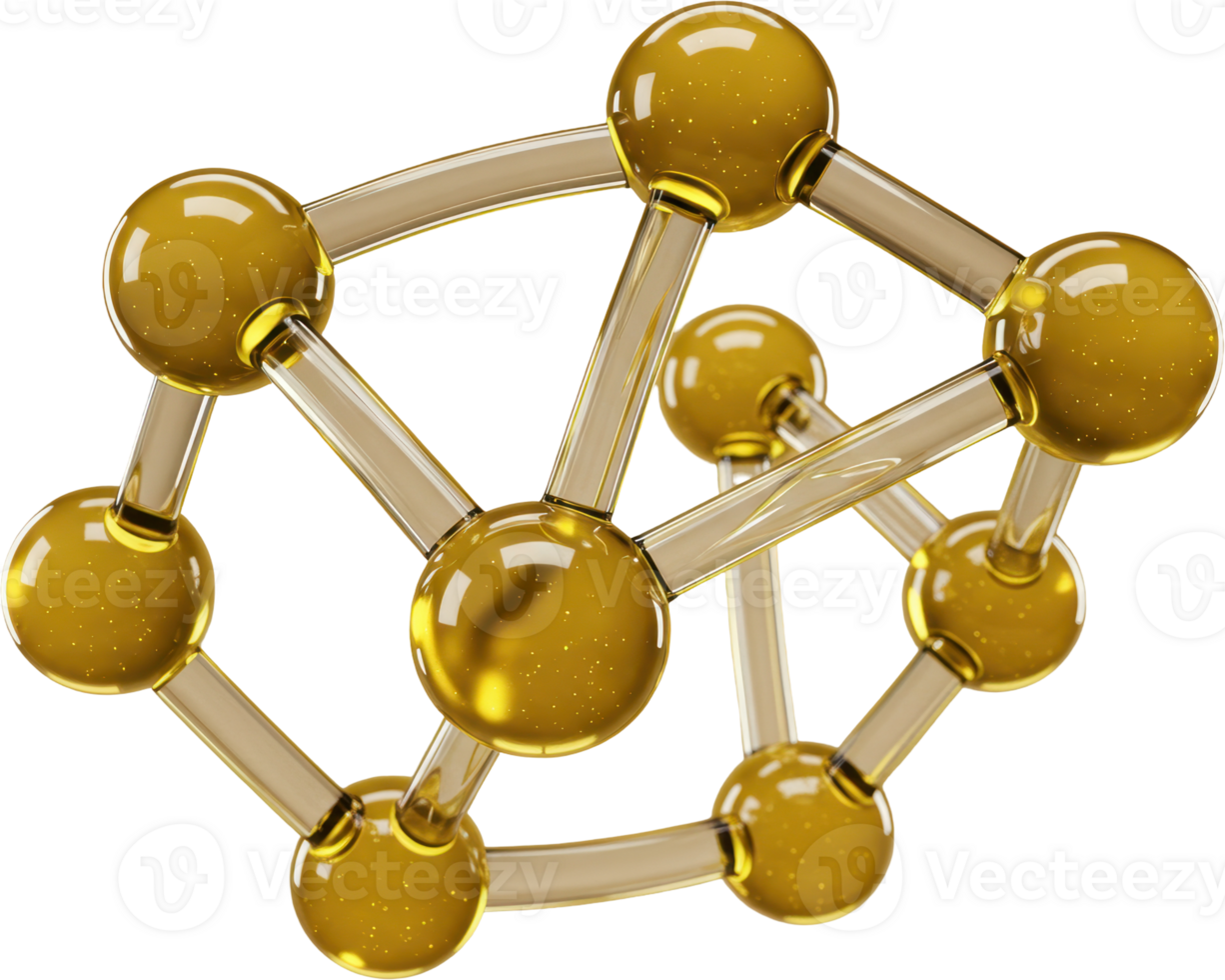 Abstract golden network structure with glossy spheres and translucent connections png