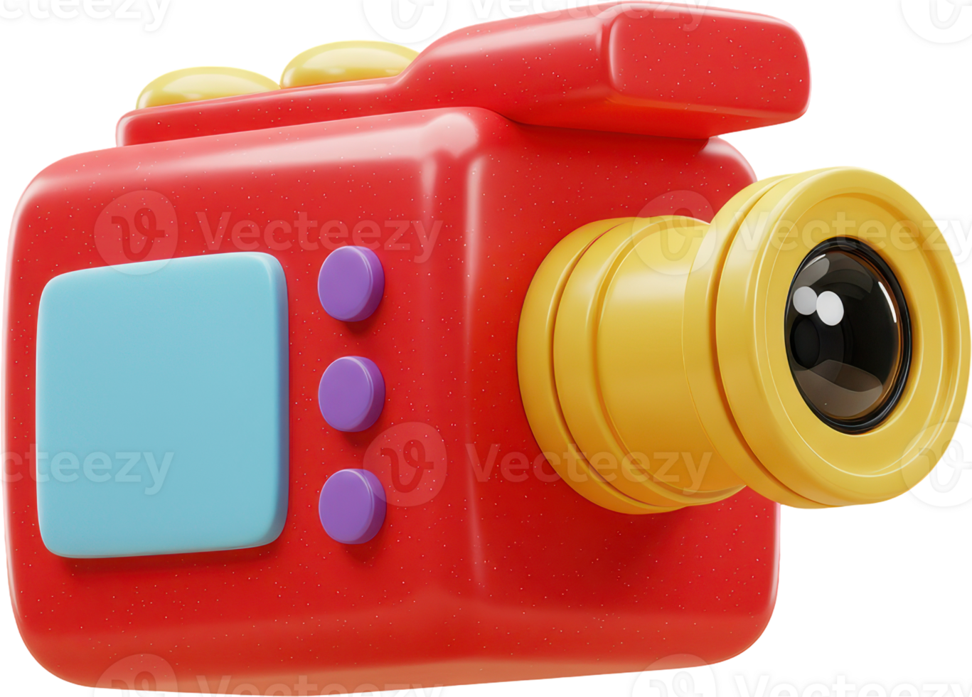 Colorful 3D cartoon camera with glossy plastic texture and fun design png