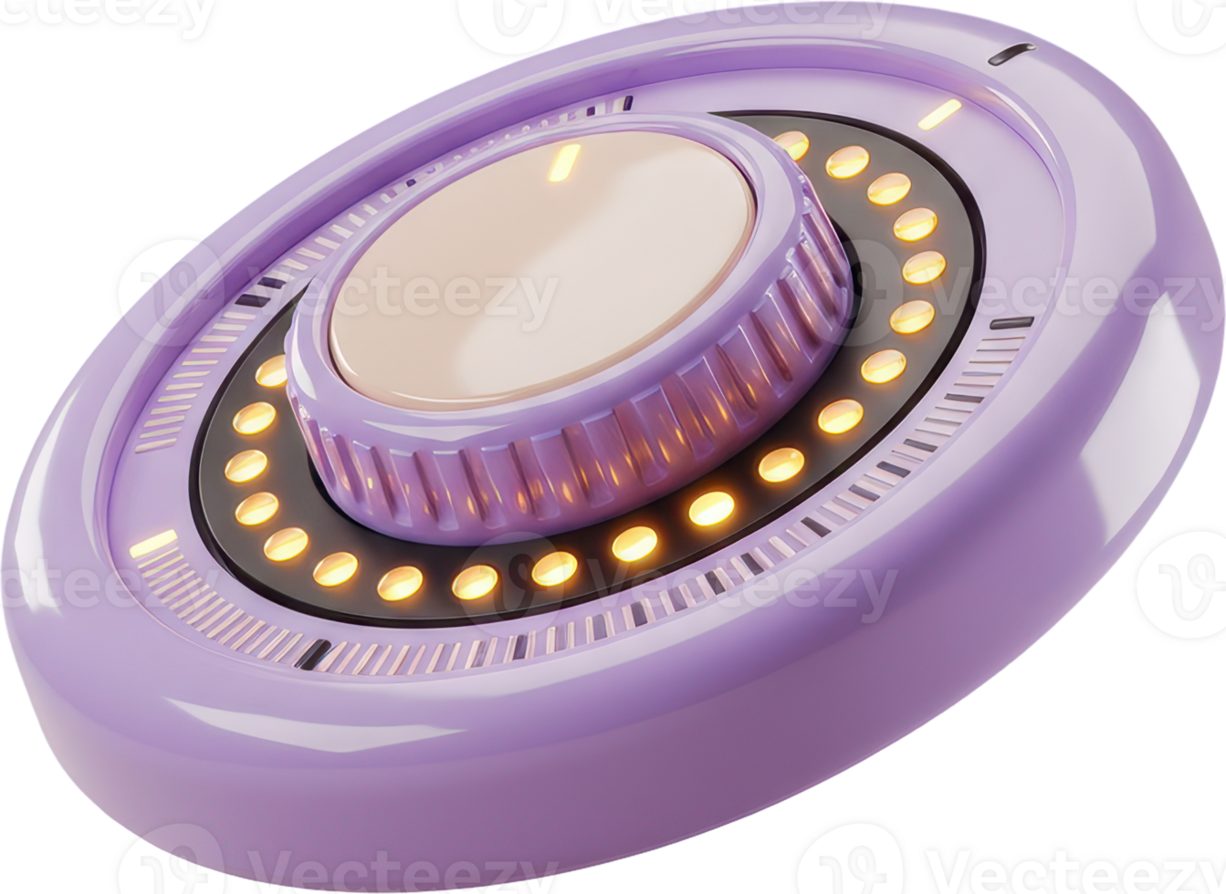 Glossy purple futuristic control dial with illuminated lights for digital interface png