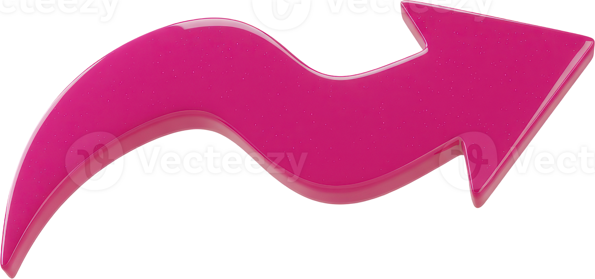 Glossy pink wavy arrow pointing right for modern digital design elements png